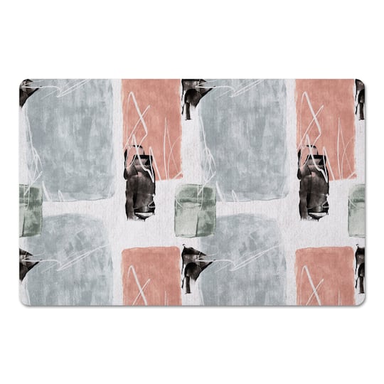 Blue and Pink Abstract 27" x 18" Floor Mat